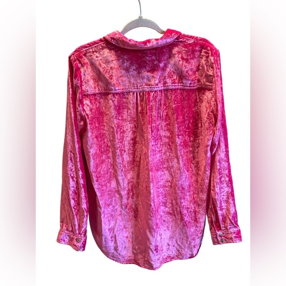 NWT Anthropologie Pilcro “Mara” HOT PINK Velvet Button-down blouse, AMAZING!✨✨✨ - Picture 5 of 11